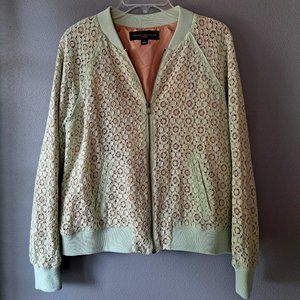 Victoria Beckham for Target Pastel Green Lace Bomber Jacket, Size Large
